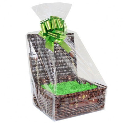 BULK Gift Basket Kit - 12'' VINTAGE BROWN HAMPER / LIGHT GREEN ACCESSORIES x10