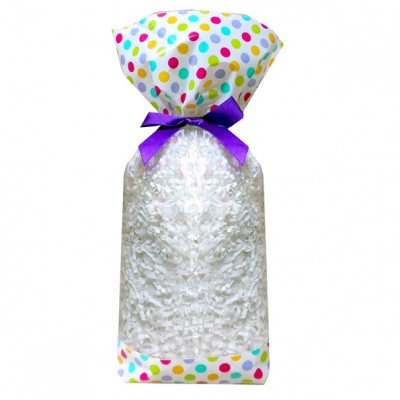 CANDY BAGS (pk 50) with Block Bottom and Twist Ties - SPOTS (medium)