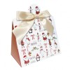 10 x Triangle Gift Box with Mini Bows - (Small) SMALL CHRISTMAS CHARACTER/CREAM BOWS