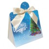 10 x Triangle Gift Box with Mini Bows - (Small) CHRISTMAS TREE/CREAM BOWS