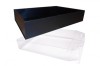 10 x Easy Fold Trays with Acetate Boxes - (20x15x5cm) SMALL BLACK TRAYS/CLEAR ACETATE BOXES