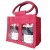 2 JAR JUTE BAG with Window, Partition and Cotton Corded Handles -17x10x14cm high - RED WINE