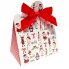 10 x Triangle Gift Box with Mini Bows - (Small) CHRISTMAS CHARACTER/RED BOWS
