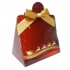 10 x Triangle Gift Box with Mini Bows - (Small) REINDEER/GOLD BOWS