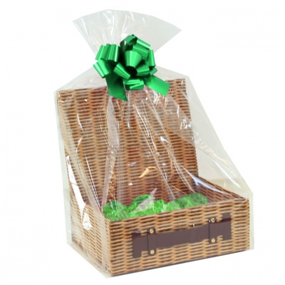 Complete Gift Hamper Kit - (sm) WICKER HAMPER BOX / GREEN ACCESSORIES