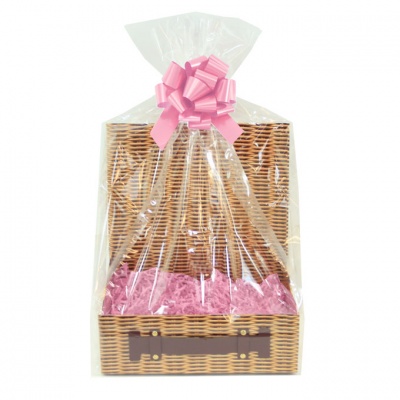 Complete Gift Hamper Kit - (sm) WICKER HAMPER BOX / PINK ACCESSORIES