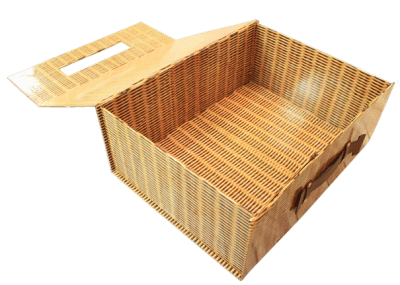 Cardboard HAMPER BOX with Handle (42x32x16cm) - large WICKER