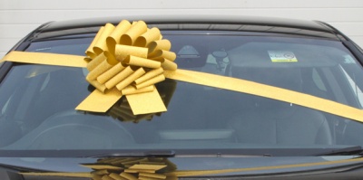 GIANT Car Bow (30cm diameter) with 3m Ribbon - GOLD GLITTER