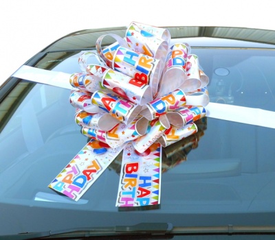 MEGA Giant Car Bow (42cm diameter) with 6m Ribbon - BIRTHDAY