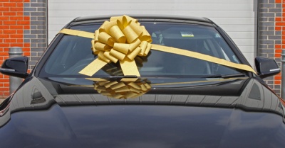 MEGA Giant Car Bow (42cm diameter) with 6m Ribbon - GLITTER GOLD