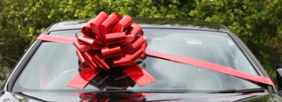 MEGA Giant Car Bow (42cm diameter) with 6m Ribbon - HOLOGRAPHIC RED