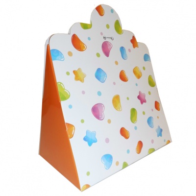 10 x Triangle Gift Box with Mini Bows - (Large) CANDY/GOLD BOWS