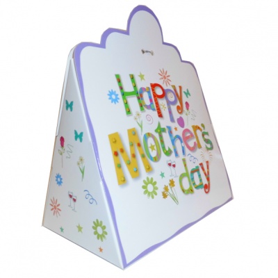 10 x Triangle Gift Box with Mini Bows - (Large) MOTHER'S DAY/CREAM BOWS