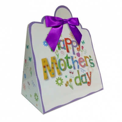 10 x Triangle Gift Box with Mini Bows - (Large) MOTHER'S DAY/PURPLE BOWS