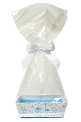 10 x MINI Gift Kits with Cello Bag & Bow 12x8x4cm - LITTLE BOY/WHITE