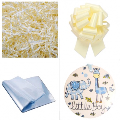 Complete Gift Basket Kit - (Small) LITTLE BOY TRAY / CREAM ACCESSORIES