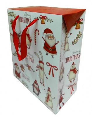 FLAT TOP GIFT BAG (single) - large CHRISTMAS CHARACTERS