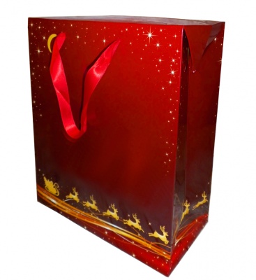 FLAT TOP GIFT BAG (single) - large REINDEER