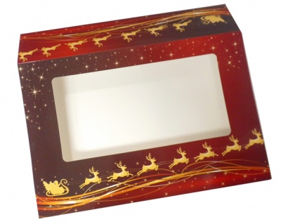 10 x Easy Fold Trays with Sleeves - (20x15x5cm) SMALL BLACK TRAYS/REINDEER SLEEVES