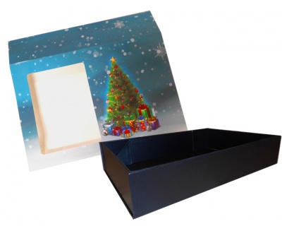 10 x Easy Fold Trays with Sleeves - (20x15x5cm) SMALL BLACK TRAYS/ XMAS TREE SLEEVES