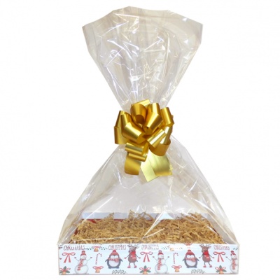 Complete Gift Basket Kit - (Small) CHRISTMAS CHARACTER EASY FOLD TRAY/GOLD ACCESSORIES