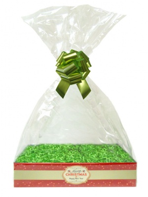 BULK Gift Basket Kit - (Small) MERRY CHRISTMAS EASY FOLD TRAY / GREEN ACCESSORIES x10