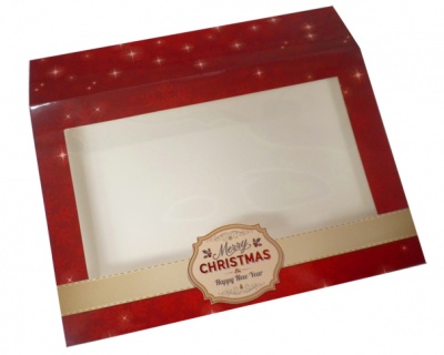 10 x Easy Fold Trays with Sleeves - (20x15x5cm) SMALL MERRY CHRISTMAS TRAYS/MERRY CHRISTMAS SLEEVES