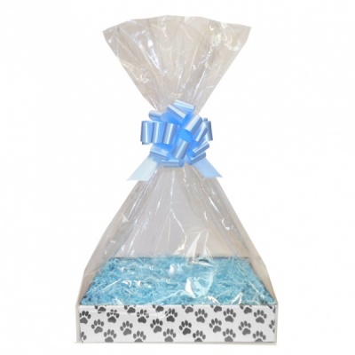 BULK Gift Basket Kit - (Small) PAW PRINT EASY FOLD TRAY / BLUE ACCESSORIES x10