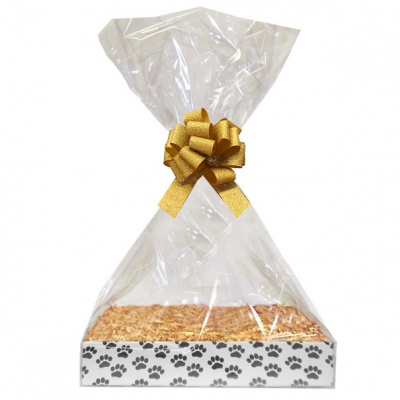 BULK Gift Basket Kit - (Small) PAW PRINT EASY FOLD TRAY / GOLD ACCESSORIES x10