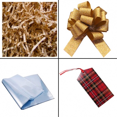 BULK Gift Basket Kit - (Small) TARTAN EASY FOLD TRAY / GOLD ACCESSORIES x10