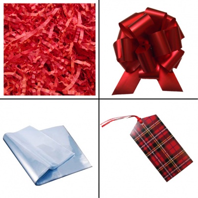 BULK Gift Basket Kit - (Small) TARTAN EASY FOLD TRAY / RED ACCESSORIES x10