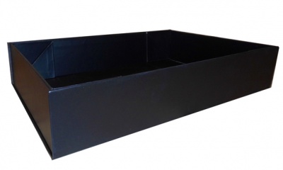 10 x Easy Fold Trays with Acetate Boxes - (30x20x6cm) MEDIUM BLACK TRAYS/CLEAR ACETATE BOXES