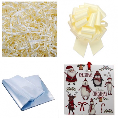 BULK Gift Basket Kit - (Small) CHRISTMAS CHARACTERS EASY FOLD TRAY / CREAM ACCESSORIES x10