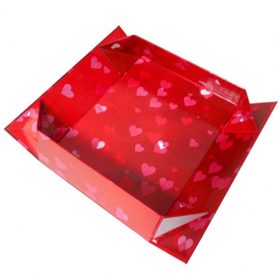 10 x Easy Fold Trays with Acetate Boxes - (30x20x6cm) MEDIUM HEART TRAYS/CLEAR ACETATE BOXES
