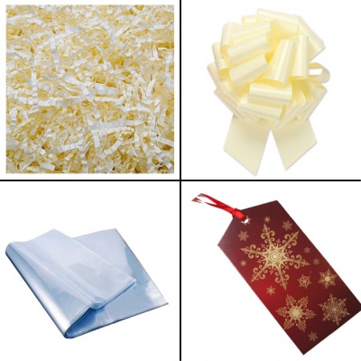 BULK Gift Basket Kit - (Small) SNOWFLAKES EASY FOLD TRAY / CREAM ACCESSORIES x10