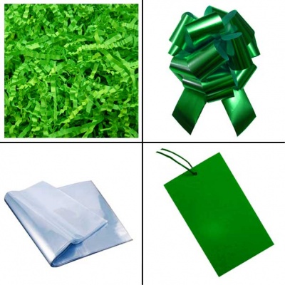 Complete Gift Basket Kit - (Medium) SNOWFLAKE EASY FOLD TRAY / GREEN ACCESSORIES
