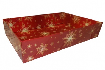 BULK Gift Basket Kit - (Medium) SNOWFLAKES EASY FOLD TRAY / RED ACCESSORIES x10