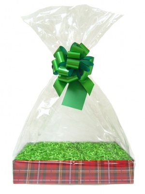 Complete Gift Basket Kit - (Medium) TARTAN EASY FOLD TRAY / GREEN ACCESSORIES