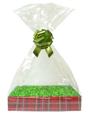 BULK Gift Basket Kit - (Medium) TARTAN EASY FOLD TRAY / GREEN ACCESSORIES x10