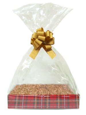 BULK Gift Basket Kit - (Medium) TARTAN EASY FOLD TRAY / GOLD ACCESSORIES x10