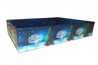 10 x Easy Fold Trays with Acetate Boxes - (30x20x6cm) MEDIUM CHRISTMAS TREE TRAYS/CLEAR ACETATE BOXES