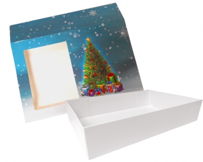 10 x Easy Fold Trays with Sleeves - (30x20x6cm) MEDIUM WHITE TRAYS/XMAS TREE SLEEVES