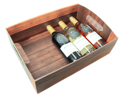BULK Gift Basket Kit - WOODEN CRATE FOLD-UP TRAY (41cm) / RED ACCESSORIES x 10