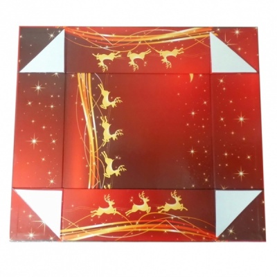 Easy Fold Gift Tray (30x20x6cm) - Medium RED/GOLD REINDEER