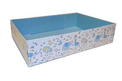 10 x Easy Fold Trays with Acetate Boxes - (35x24x8cm) LARGE LITTLE BOY TRAYS/CLEAR ACETATE BOXES