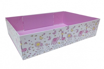 10 x Easy Fold Trays with Acetate Boxes - (35x24x8cm) LARGE LITTLE GIRL TRAYS/CLEAR ACETATE BOXES