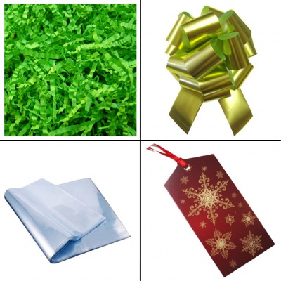 BULK Gift Basket Kit - (Large) SNOWFLAKES EASY FOLD TRAY / GREEN ACCESSORIES x10