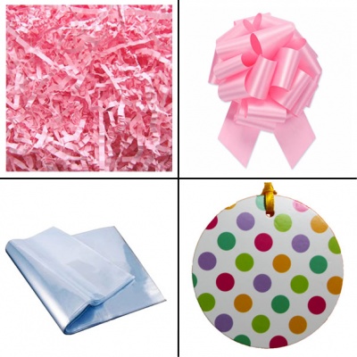 BULK Gift Basket Kit - (Small) SPOTTY EASY FOLD TRAY / PINK ACCESSORIES x10