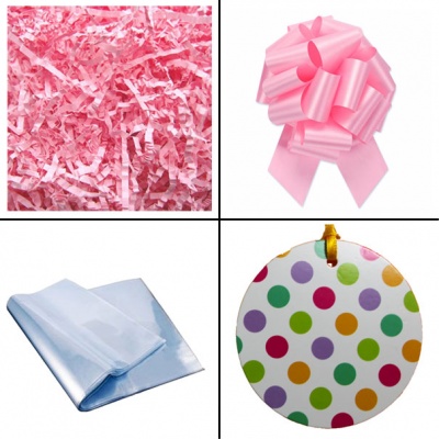 BULK Gift Basket Kit - (Large) SPOTTY EASY FOLD TRAY / PINK ACCESSORIES x10