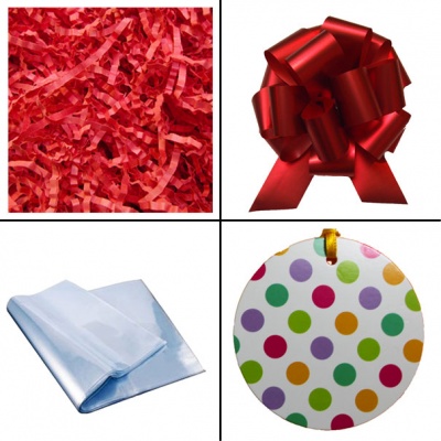 BULK Gift Basket Kit - (Large) SPOTTY EASY FOLD TRAY / RED ACCESSORIES x10